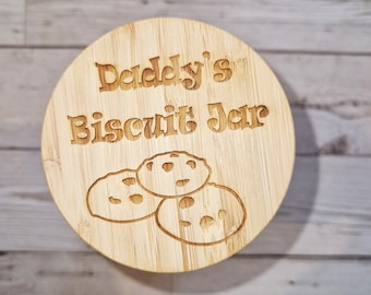 Bocal à biscuits personnalisé avec couvercle en bambou gravé pour la fête des pères des mères, anniversaire