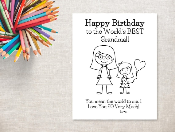 Disegni Da Colorare Stampabili Ragazza Di Compleanno Nonna Etsy