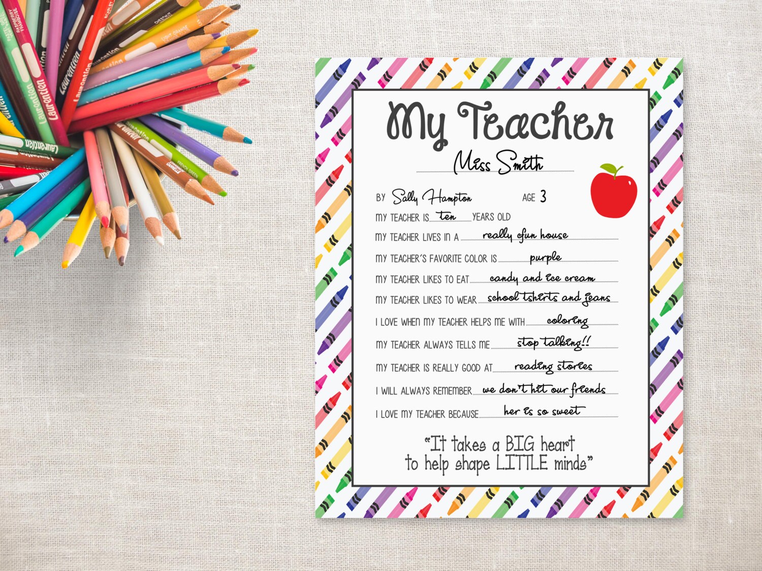 Crayons All About My Teacherteacher Appreciation Etsy
