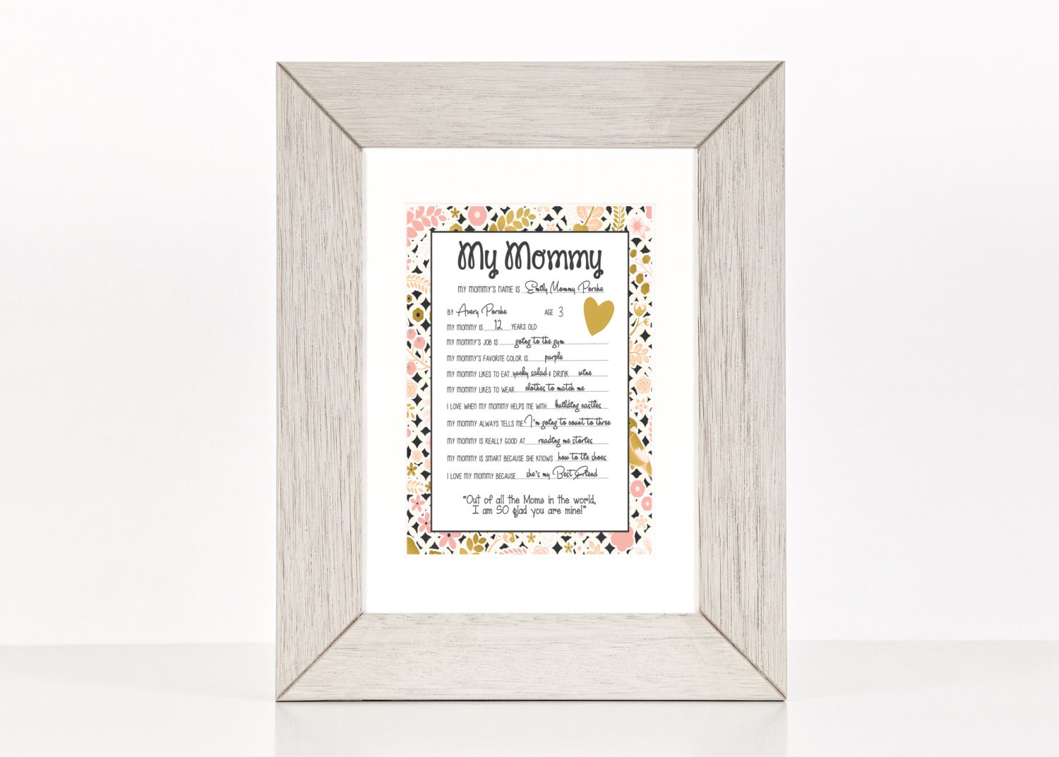 Gold/pink Floral All About My Mommy Printable Mother's - Etsy