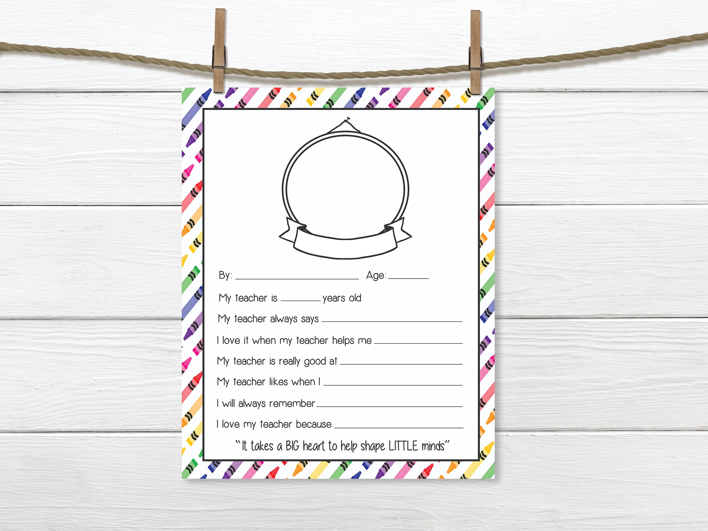 Crayons All About My Teacher Teacher Appreciation Printable - Etsy