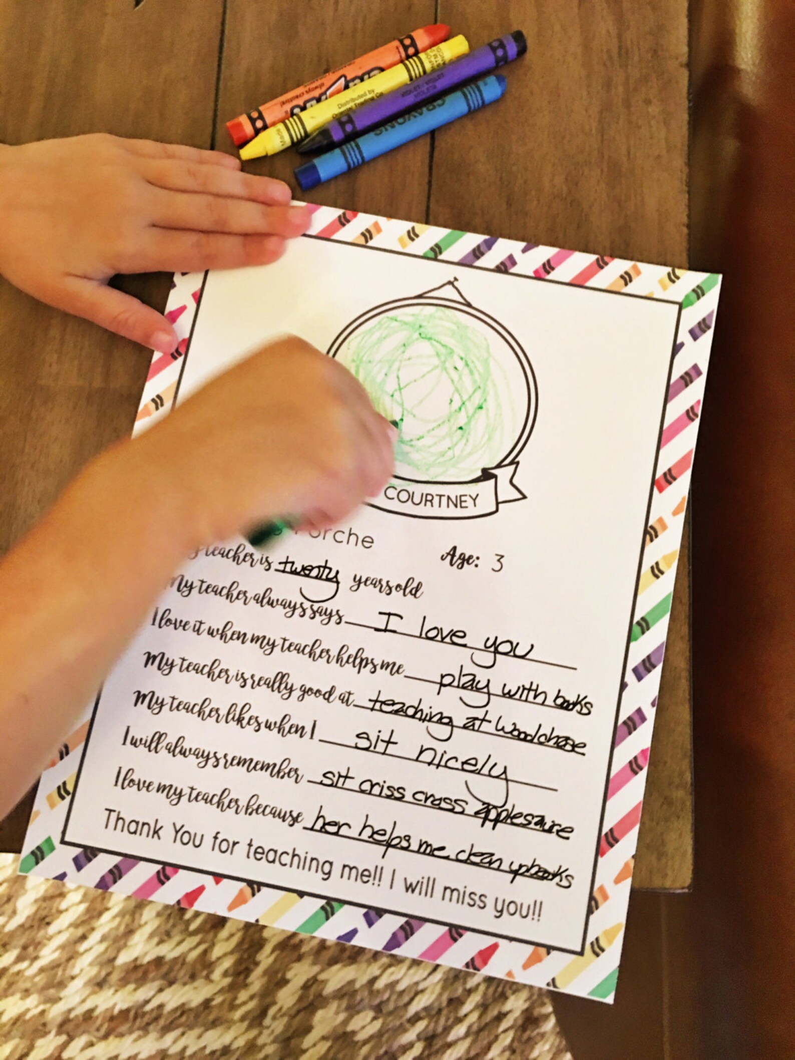Crayons All About My Teacher Teacher Appreciation Printable - Etsy