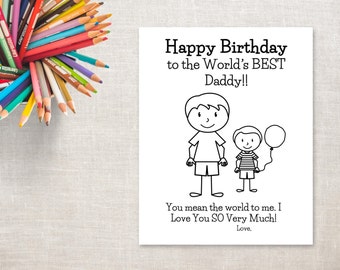 birthday coloring printable girl dad birthday card to etsy hong kong