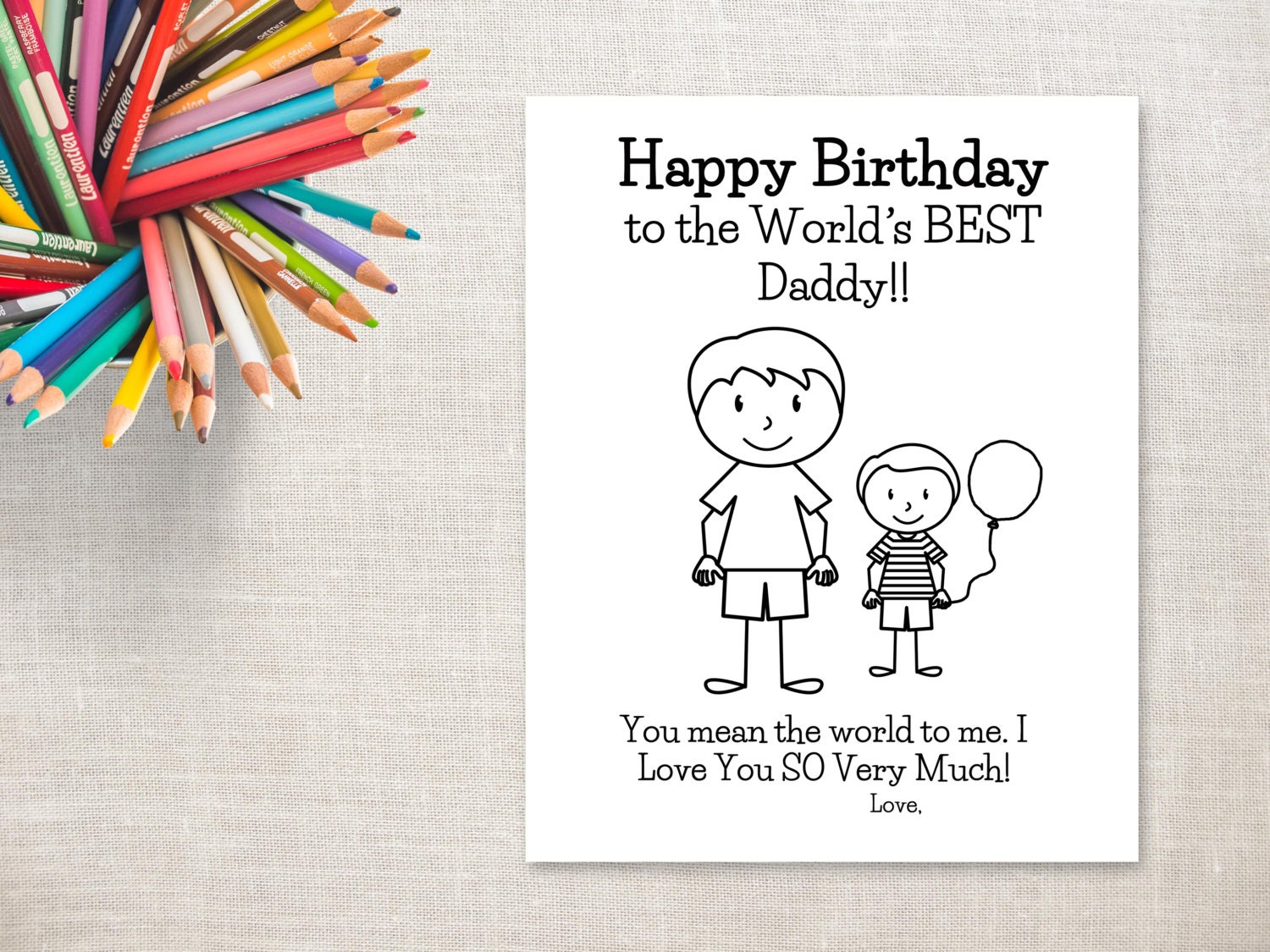 birthday coloring printable boy dad birthday card to daddy etsy
