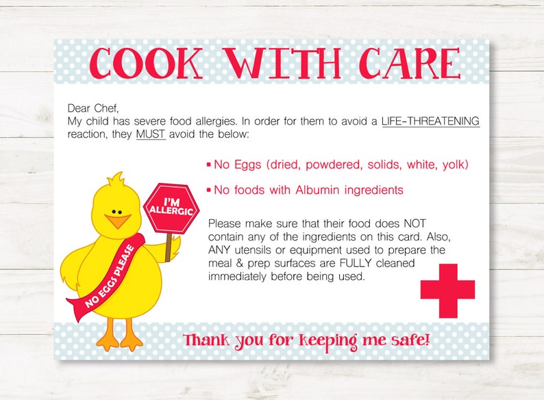 egg-allergy-chef-restaurant-cards-for-child-medical-alert-etsy