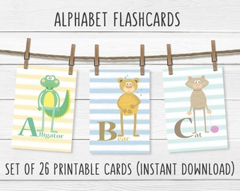 PRINTABLES- Whimsical Alphabet Animal Card Set- ABC Flashcards
