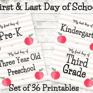 First & Last Day of School Printable Sign SET- 36 Printable Signs Included-Watercolor School Sign Set