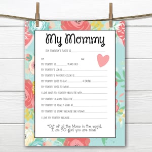 All About My Mommy Printable- Mother's Day/mom's Birthday- Digital File ...