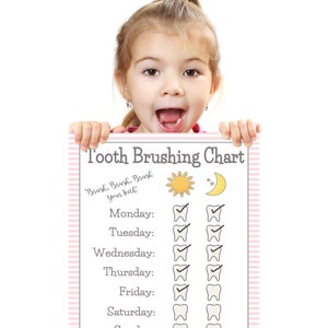 PRINTABLE- GIRLS TOOTH Brushing Chart- Young Child/Toddler Tooth Brush Chart