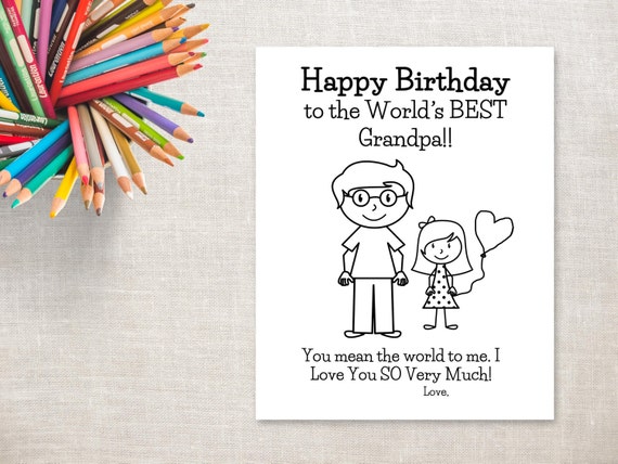 birthday coloring printable girl grandpa birthday card to etsy