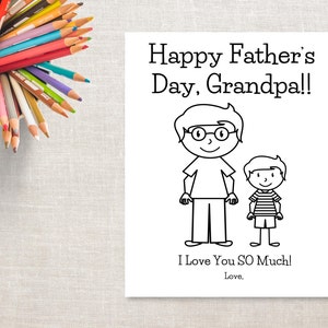 Father's Day Coloring Printable Boy & Grandpa Father's Day Card to Grandpa image 1