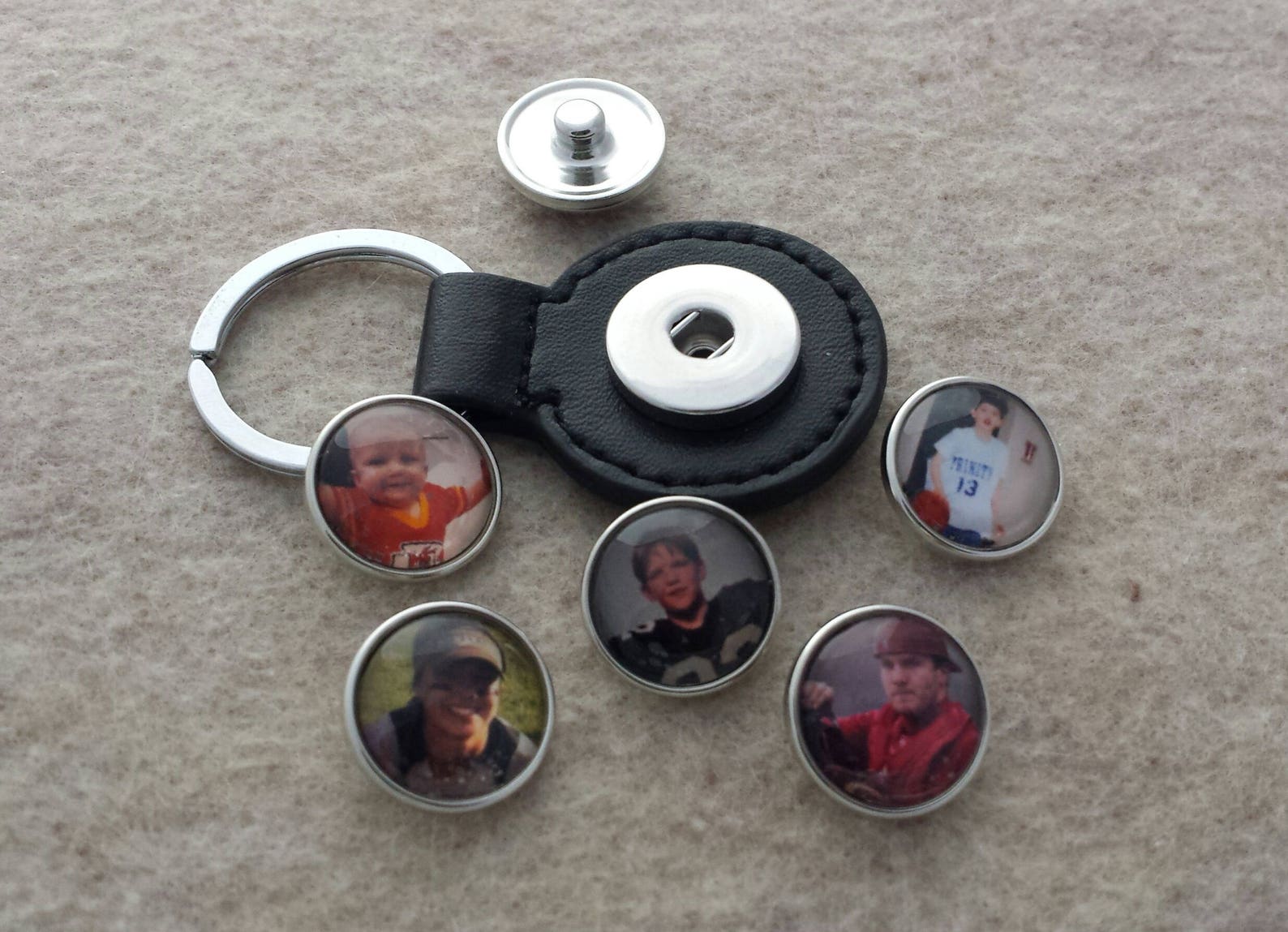 CUSTOM PHOTO SNAP Button Leather Keychain. Quality Black Etsy