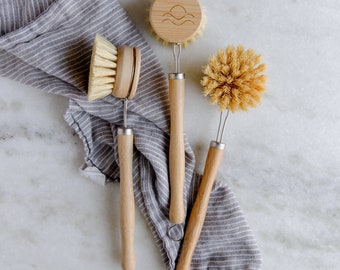 Bamboo Sisal Dish & Cleaning Brush With Replaceable Head | Plant-Based, Eco Friendly, Zero Waste