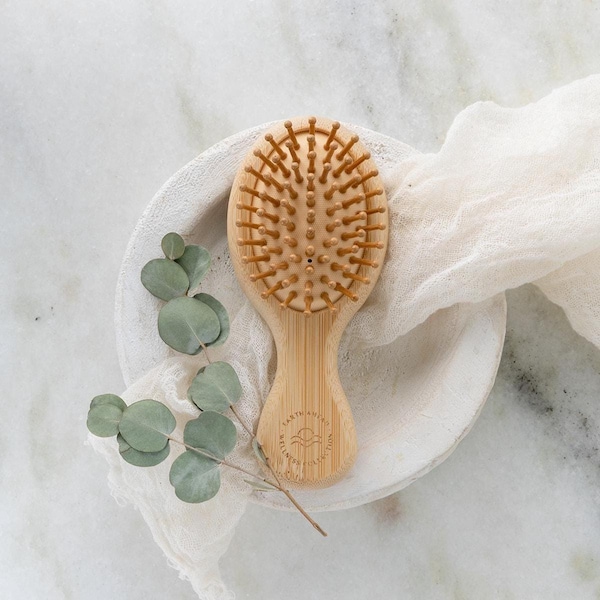 Small Sustainable Bamboo Hairbrush | Compact and Lightweight Brush for Kids, Travel
