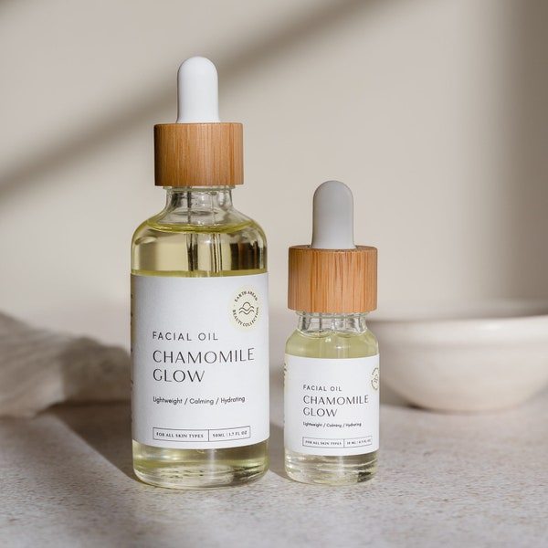 Chamomile Glow Hydrating Facial Oil | 100% Natural, Lightweight Gua Sha Face Oil | Clean Beauty Gift
