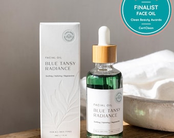 Blue Tansy Radiance Facial Oil | 100% Natural, Lightweight, Calming Gua Sha Face Oil | Clean Beauty Gift