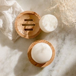Round Bamboo Shampoo Bar Holder | Eco Friendly, Sustainable Round Soap Tray for Bathroom and Shower