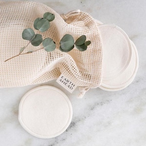 20-Pack Extra Soft Reusable Hemp Makeup Remover Pads with Cotton Wash Bag | Eco-friendly and Sustainable Cotton Rounds