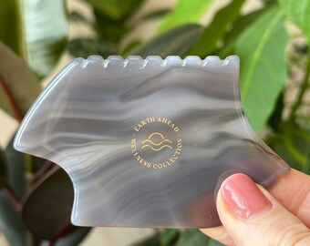 Pele Grey Agate Gua Sha Facial Massage Tool | Natural Crystal | Wellness Gift