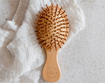 Small Sustainable Bamboo Hair Brush | Compact and Lightweight Brush for Kids, Travel