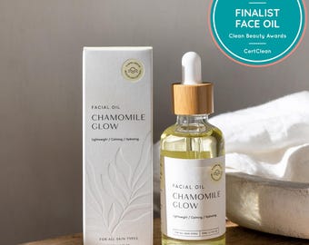 Chamomile Glow Facial Oil for Hydration & Sculpting | 100% Natural, Lightweight Gua Sha Oil | Clean Beauty Gift