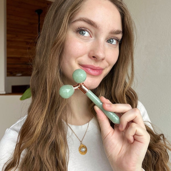 Aventurine Sculpting Face Roller | 3D Face & Neck Massager | Mother's Day Wellness Gift