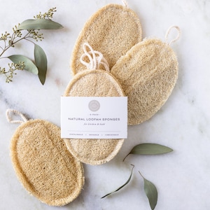 Double Layer Oval Loofah Sponge | 100% Natural Exfoliating Bath Loofah | Eco Friendly, Compostable