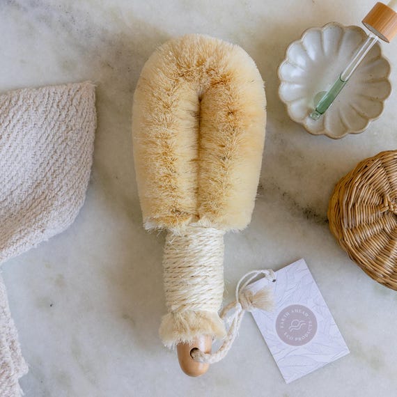 Vegan Dry Brush With Handle | Eco-Friendly, Sisal Body Brush
