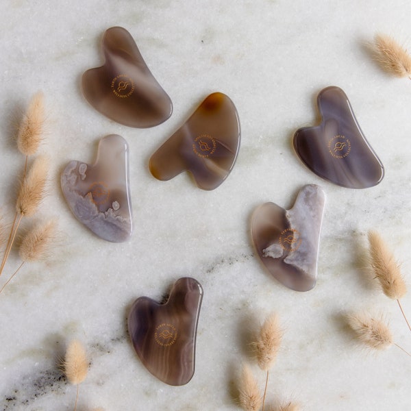 Gaia Grey Agate Facial Gua Sha Massage Tool | Natural, Eco Friendly Mother's Day Wellness Gift