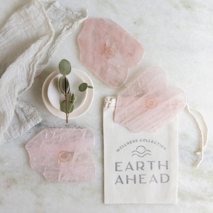 Meilì Rose Quartz Gua Sha Facial Massage Tool | Unique Wellness Gift