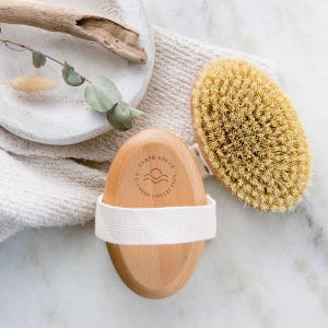 Eco-Friendly Oval Dry Brush for Body – Beechwood & Sisal Bristles | Vegan Body Brush for Exfoliation