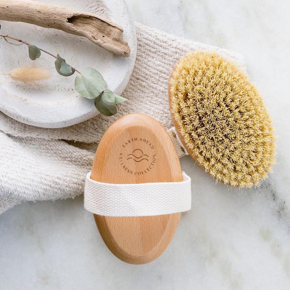 Eco-Friendly Oval Dry Brush for Body – Beechwood & Sisal Bristles | Vegan Body Brush for Exfoliation