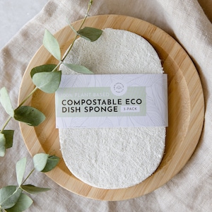 Compostable Eco Dish Sponge 3-Pack | 100% Plant-based, Zero Waste Kitchen & Cleaning Loofah Sponges