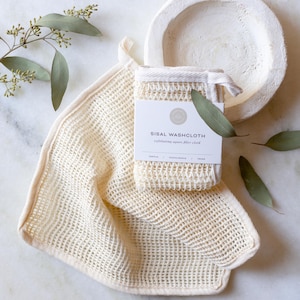 Natural Sisal Washcloth – Exfoliating Shower Cloth for Face and Body, Eco Friendly Zero Waste Bath Spa Tool image 1