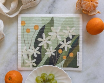 Floral Swedish Dishcloth - Daisy Meadow | Reusable, Absorbent, Biodegradable Paper Towel Replacer for Plant Lover