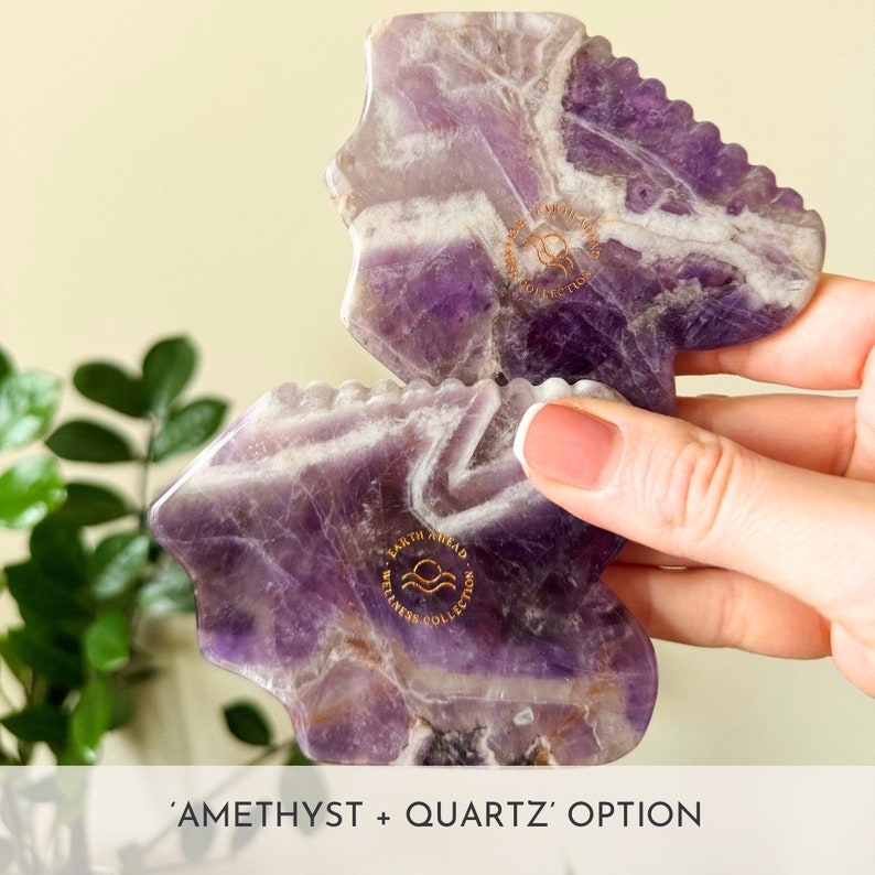 Meilì Amethyst Gua Sha Facial Massage Tool Wellness Gift Amethyst + Quartz