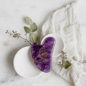 Gaia Amethyst Facial Gua Sha Massage Tool | Genuine Crystal, Unique Wellness Gift