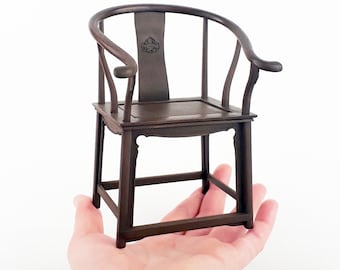 Fauteuil chinois meuble style Ming & Qing 明清傢俱, échelle 1:6 pour poupée BJDs, miniature dollhouse diorama, impression 3D