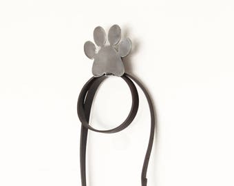 Paw Print Dog Leash Holder  |  paw print wall hook pet leash hanger home organizer gift stocking stuffer gift useful gifts home organization