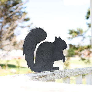 Metal Squirrel Statue  |  garden squirrel cute outdoor statue farmhouse garden decor statue bird art rustic outdoor cottage landscape nature