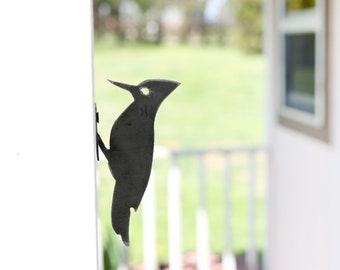 Estatua de pájaro de metal - pájaro carpintero arte / observador de aves jardín regalo casa de campo decoración jardín estatua pájaro arte rústico paisaje al aire libre naturaleza