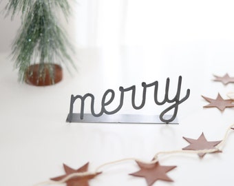 Merry Word Sign  |  merry word art holiday gift metal sign merry gift inspirational decor housewarming gift farmhouse calm home