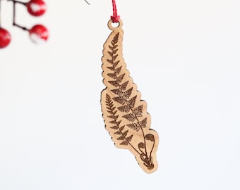 Fern Frond Christmas Ornament |  Christmas tree ornament wooden holiday ornament stocking stuffer hostess gift tree decor