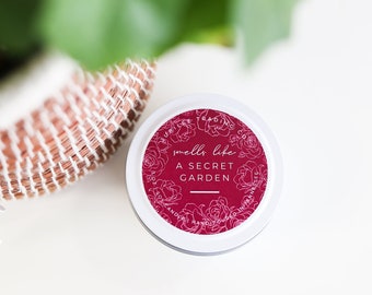 A Secret Garden Candle Tin |  handmade candle rose scented natural soy candle gift for her wooden wick clean burning soy candle