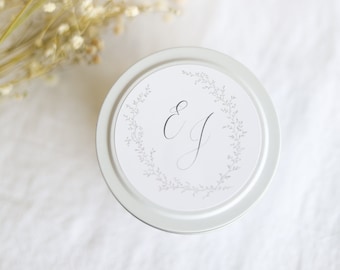 Custom Wedding Candle Bulk | personalized custom label wedding favors gift guest keepsake monogram mini candle tin