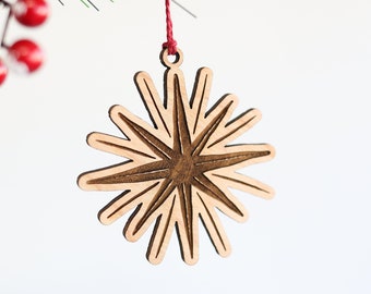 Décoration de Noël étoilée |  Décoration d'arbre de Noël en bois avec étoile de Noël pour bas de Noël