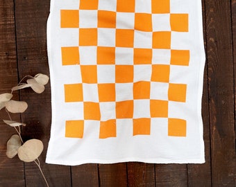 Tennessee Orange Checker Tea Towel  |  volunteers tailgate flour sack kitchen dish towel hand towel