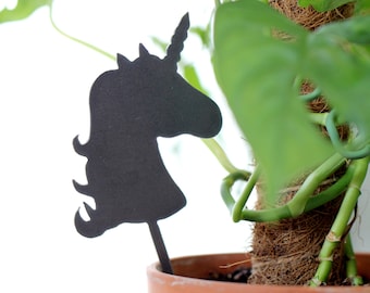 Unicorn Plant Stake |  unicorn plant stake plant lover gift houseplant accessory whimsical garden plant pot stake decor