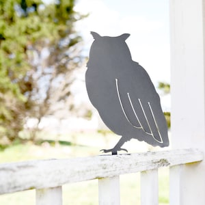 Steel Owl statue for outdoor garden decor