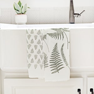 Fern Fronds Tea Towel  |  cottagecore kitchen towel mothers day pastel botanical flour sack tea towel grandmillenial floral decor